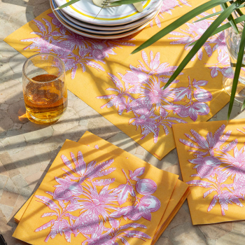 Paviot, Serviette, bedruckt mit FRUITS EXOTIQUE gelb, style